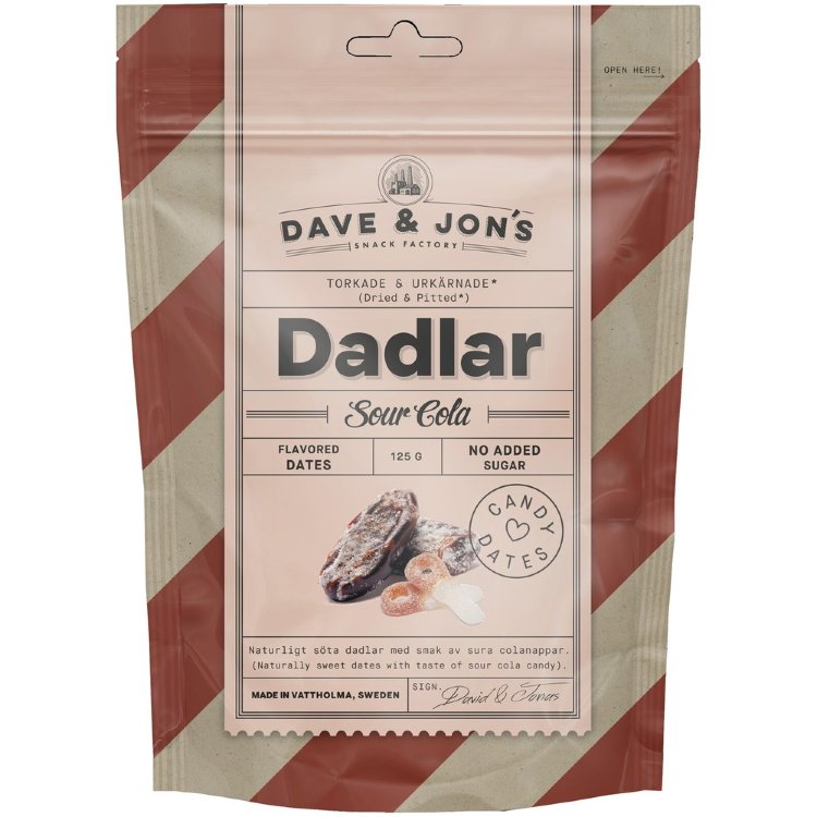 Dave & Jon's Sour Cola Caramel Flavored Pitted Dates 125 g