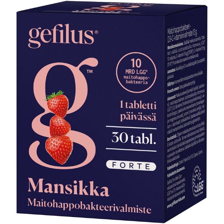 Gefilus Forte Strawberry Lactic Acid Bacteria-D3-C Vitamin Chewable Tablet 30tabl Dietary Supplement