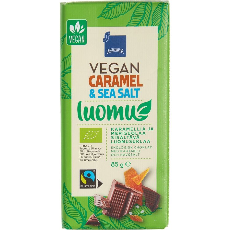 Rainbow Vegan Organic Chocolate Caramel and Sea Salt 85 g