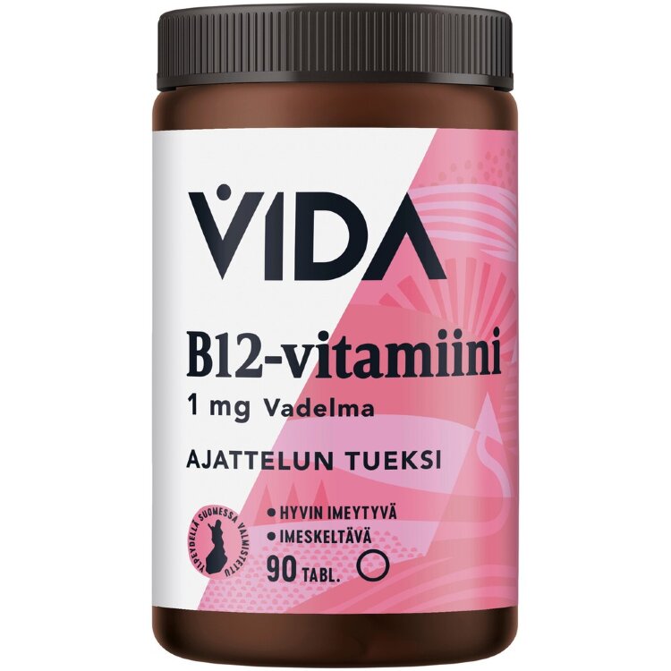 Vida B Vitamin Preparation B12 Vitamin 1 mg Raspberry Flavored Lozenges 90 Tablets/40 g
