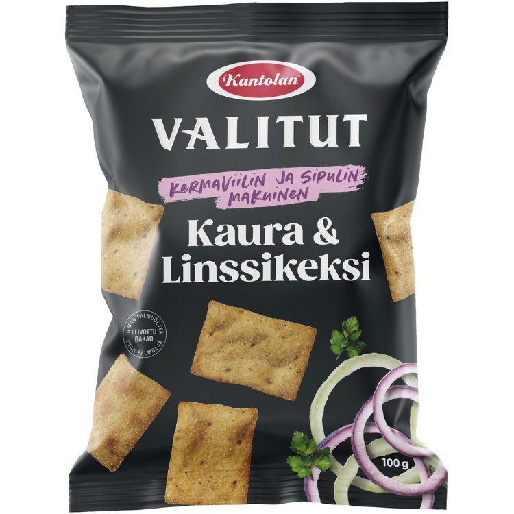 Kantolan Selected Oat & Lentil Biscuit Sour Cream And Onion 100g