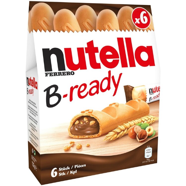 Nutella B-Ready Crunchy Wafer Filled With Hazelnut Cocoa Spread And Wheat Crisps 6pcs/135g