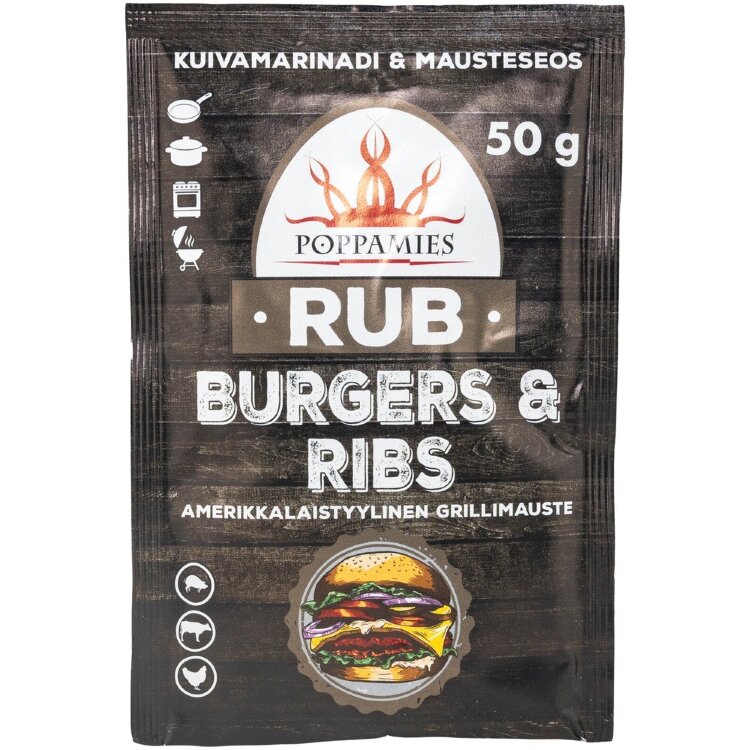 Poppamies Rub Burgers & Ribs Spice Mix 50g