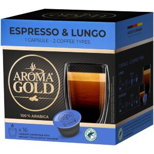 Aroma Gold espresso&lungo coffee capsules 16pcs