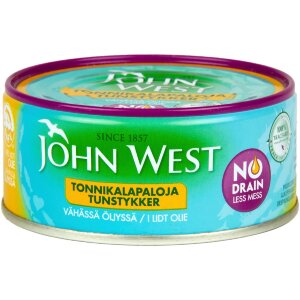 John West NoDrain Juicy Tuna Pieces Pre-Drained In Light Sunflower Oil 120g