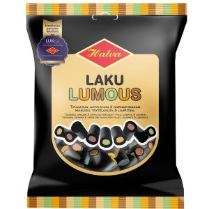 Halva Laku Lumous 180 g Licorice, Tiramisu, Orange & Apple Pie Flavored Filled Licorices