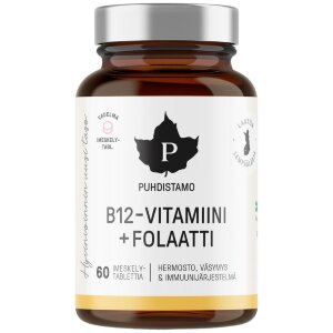Puhdistamo B12 Vitamin + Folate Raspberry 60 Tablets