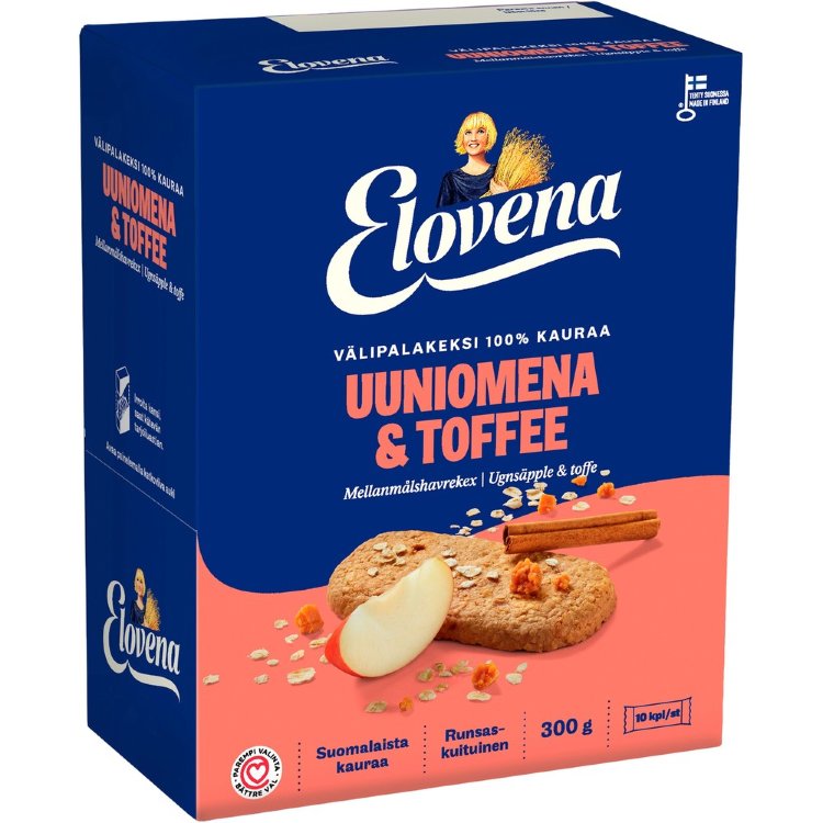 Elovena 10x30g oven apple-toffee snack biscuit 100% oats