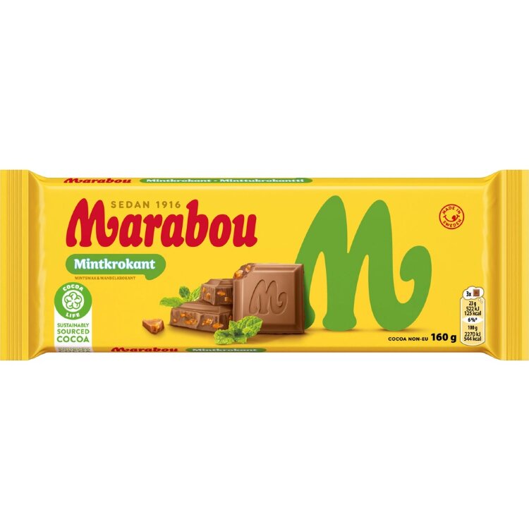 Marabou Mintkrokant Chocolate Bar 160g