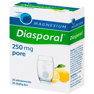 Diasporal Lemon Flavored Magnesium 250mg Effervescent Tablet Dietary Supplement 80g/20tabs