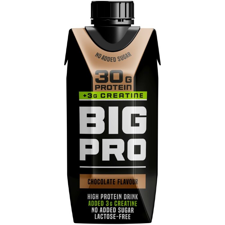 BIG PRO Lactose-Free Chocolate Flavored Milk-Based Protein Drink Containing Creatine 330 ml, UHT