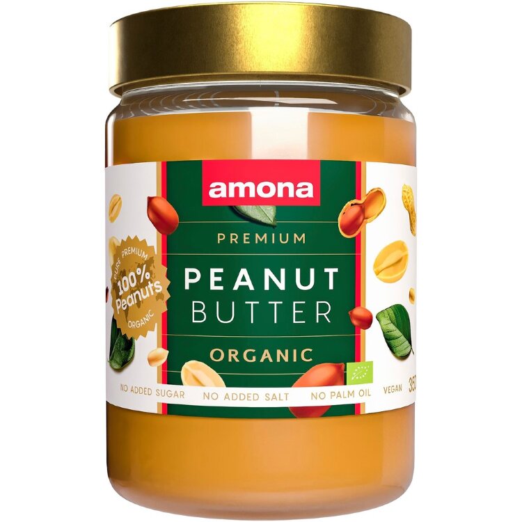 Amona premium luomu maapähkinävoi 100% smooth 350g