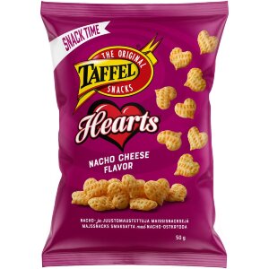 Taffel Hearts Nacho Cheese Seasoned Corn Chips 50g