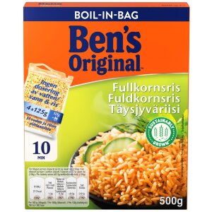 Ben's Original Whole Grain Rice in Cooking Bags 4x125g