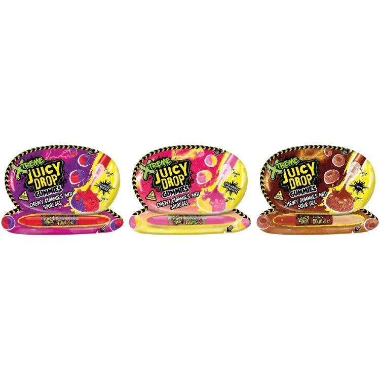 Bazooka Juicy Drop Gummies Xtreme Sours Sour Wine Gum With Sour Flavor Gel 57g