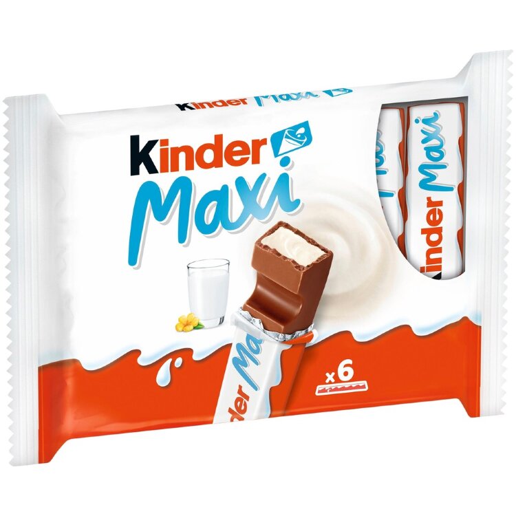 Kinder Maxi Milk Chocolate with Milky Filling 126g (6pcs)