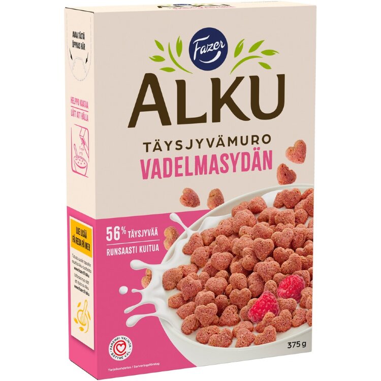Fazer Alku Raspberry Heart Whole Grain Cereal 375 g