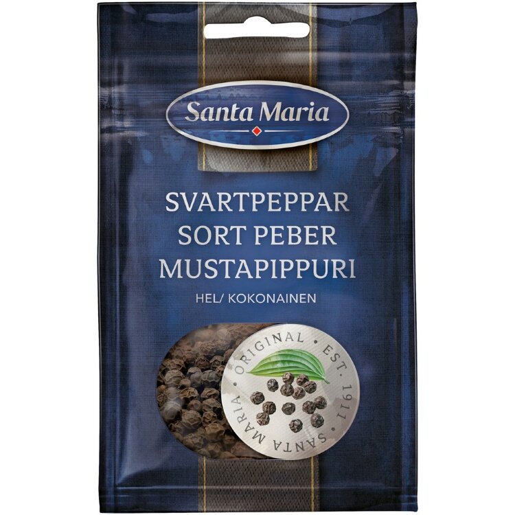 Santa Maria Whole Black Pepper, Bag 22g