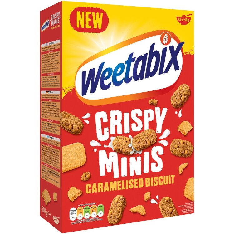 Weetabix Minis Whole Grain Wheat Flakes Caramelised Biscuit 500g