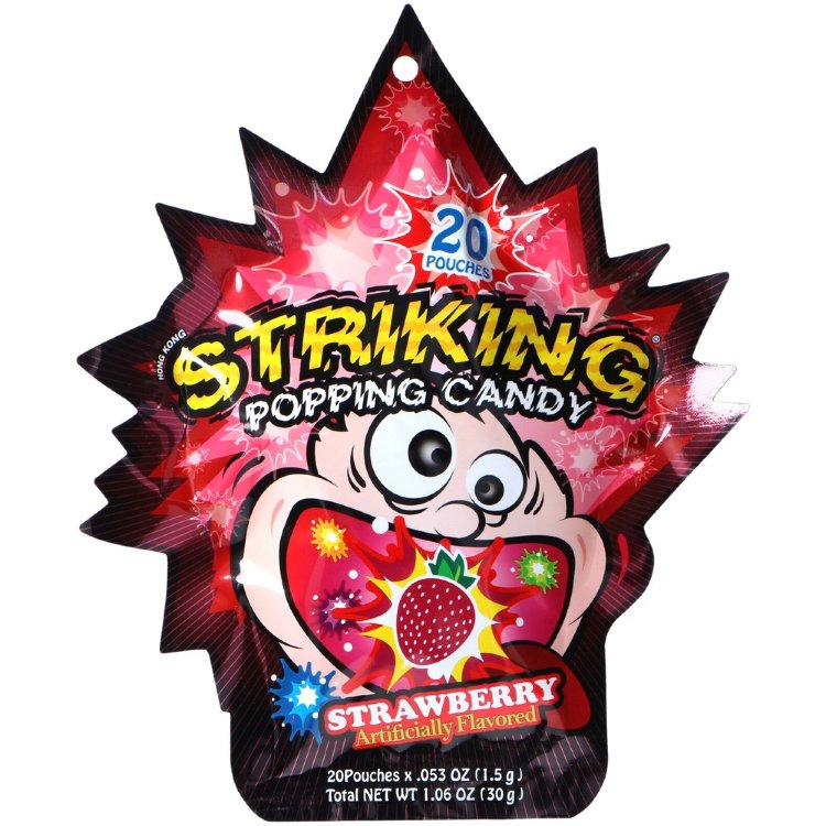Striking Strawberry Flavored Fizzy Candy 30g