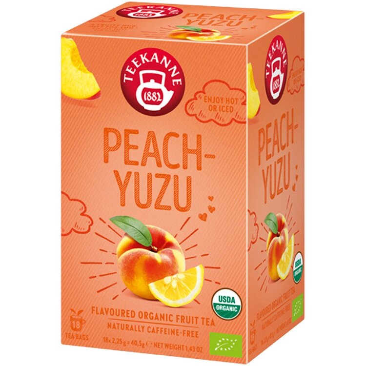 Teekanne Peach Yuzu, Organic Fruit Infusion with Peach and Yuzu Flavor ORGANIC 18x2.25g