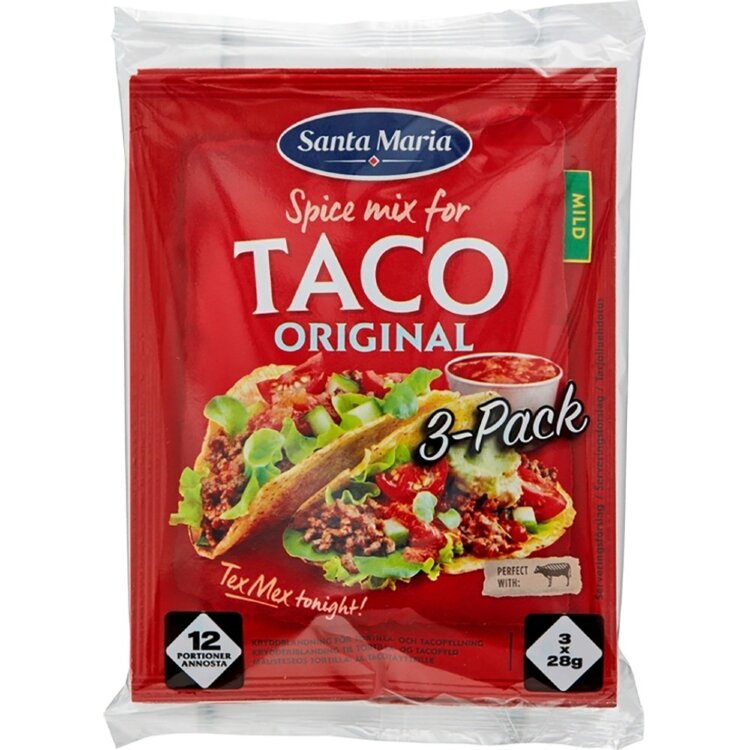 Santa Maria Taco Spice Mix seasoning for minced meat 3 pcs, 3 x 28 g
