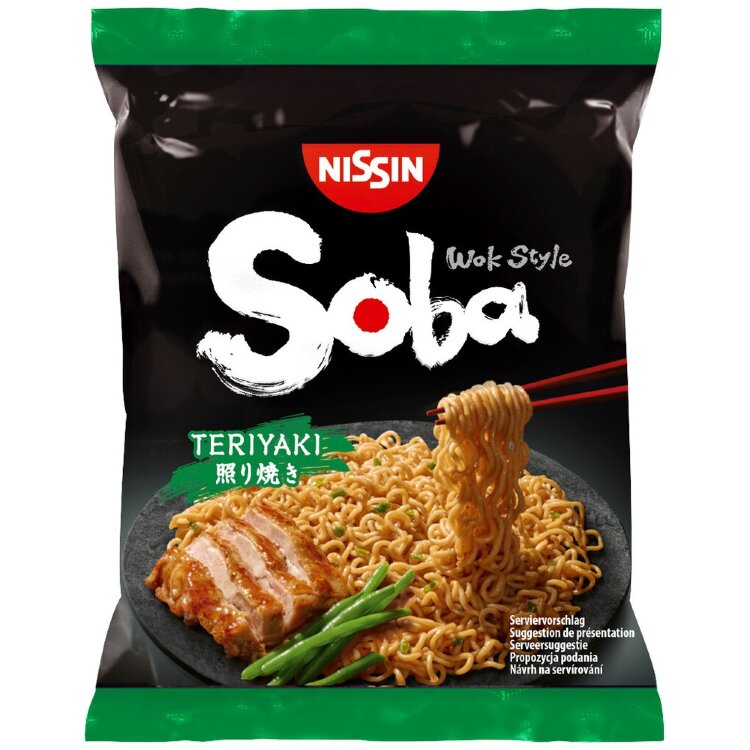 Nissin 110g Soba Bag Wok Wheat Stick Noodles with Teriyaki Sauce