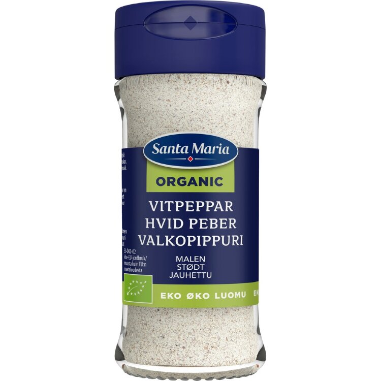 Santa Maria Ground White Pepper Organic, jar 35g