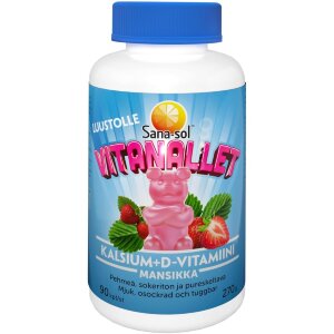 Sana-sol Vitanallet Calcium+D-vitamin Strawberry Flavored 90pcs/270g
