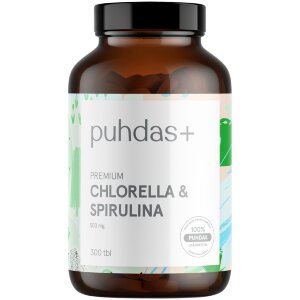 Puhdas+ Premium Chlorella & Spirulina 500 mg 300 Tbl