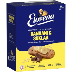 Elovena 10x30g Banana-Chocolate Whole Grain Snack Biscuit 100% Oats