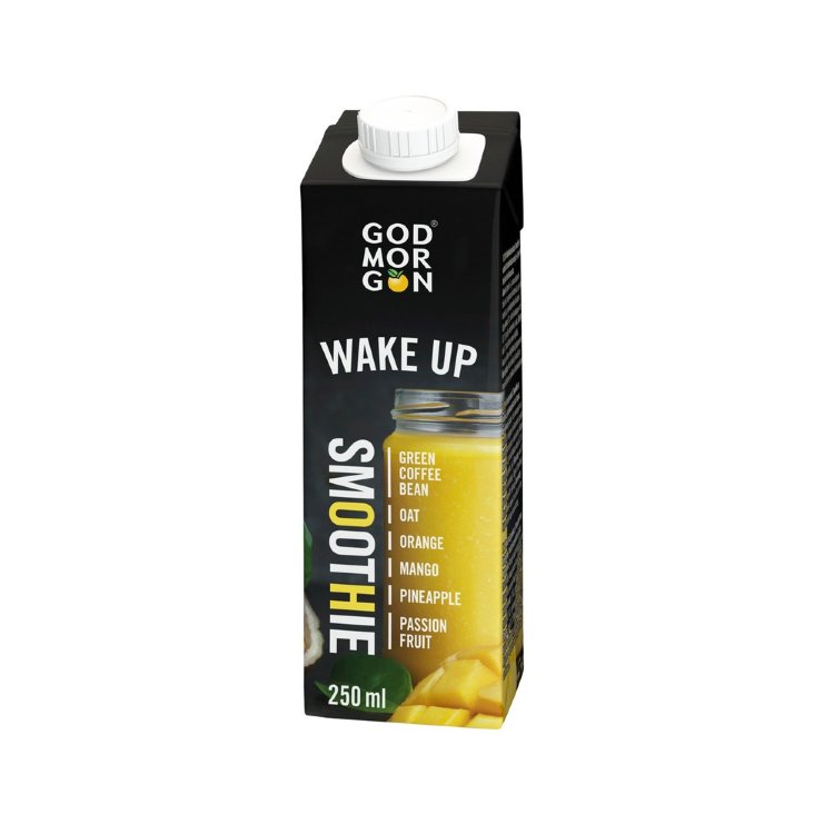 God Morgon Wake Up Smoothie Green Coffee Bean-Oat-Orange-Mango-Pineapple-Passion Fruit 250 ml