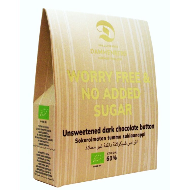 Dammenberg Organic Unsweetened Dark Chocolate Button 90g