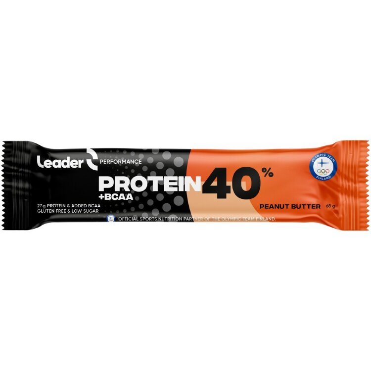 Leader Performance Protein 40% + BCAA Protein Bar Peanut Butter Flavored 68 g