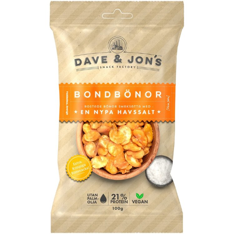 Dave&Jon´s Roasted Fava Beans With Sea Salt 100 G