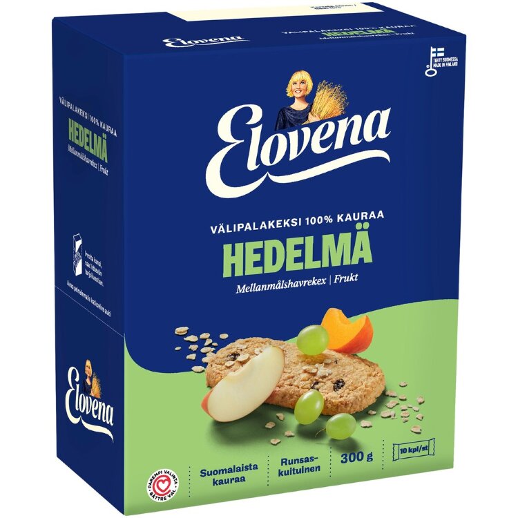 Elovena 10x30g Oat-Fruit Whole Grain Snack Biscuit 100% Oats