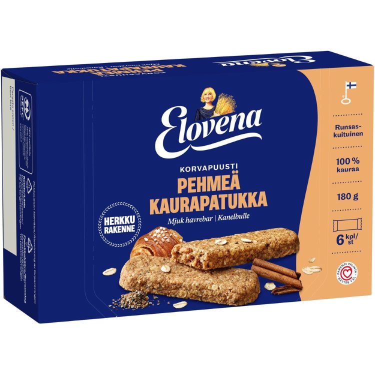 Elovena 6x30g Soft Oat Bar with Korvapuusti Flavor