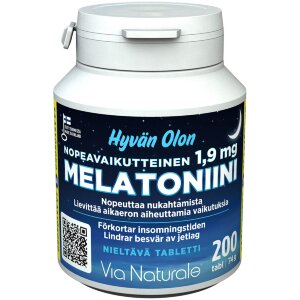 Hyvän Olon Fast-Acting Melatonin 1.9 mg 200 tablets Via Naturale
