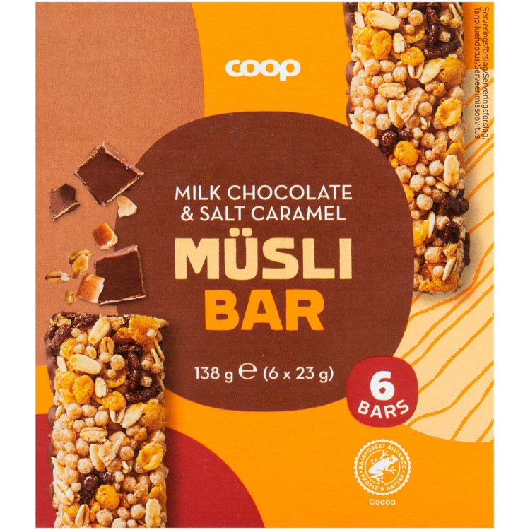 Coop Muesli Bar Milk Chocolate-Salted Caramel 6 pcs 138 g