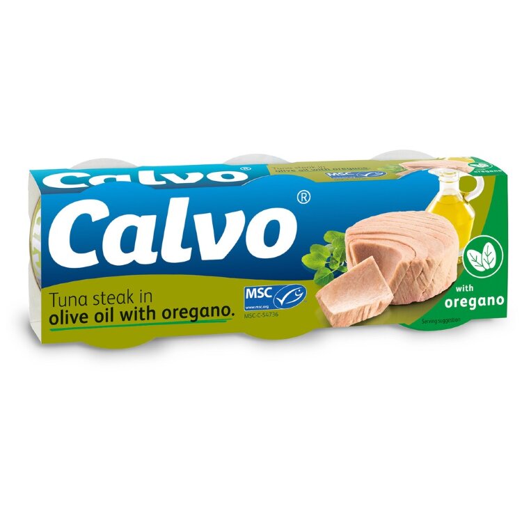 Calvo oliiviöljy & oregano tonnikala MSC 3x80/52g