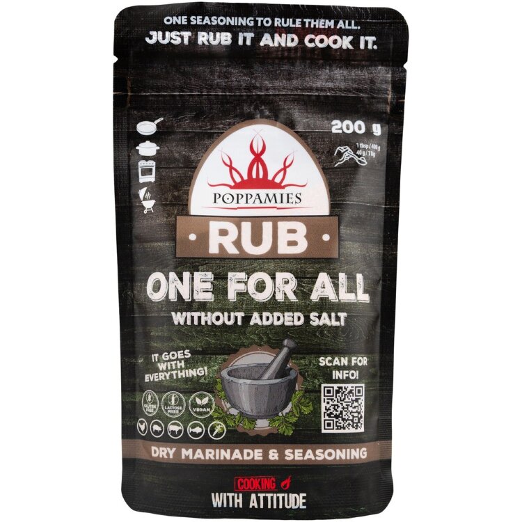 Poppamies Rub One For All spice mix without added salt 200g
