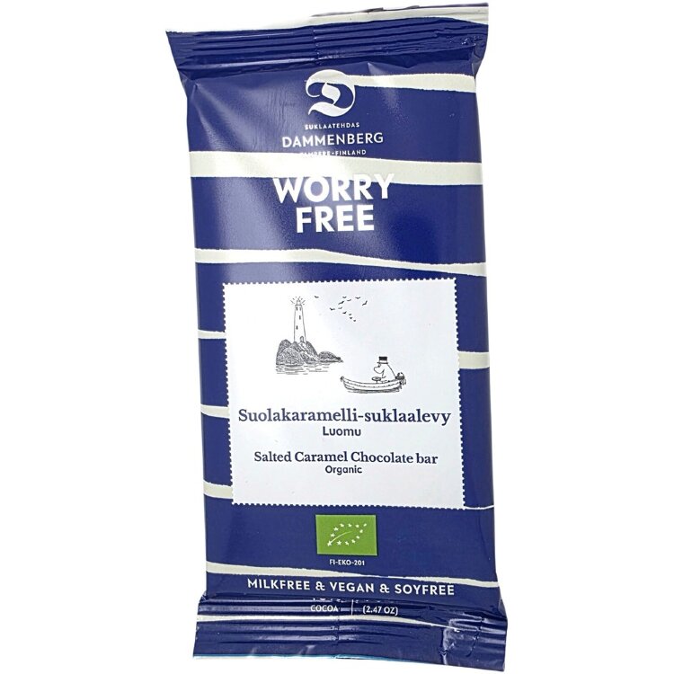 Dammenberg Moomin Organic, Vegan, Soy-Free Salted Caramel Chocolate Bar 70 g