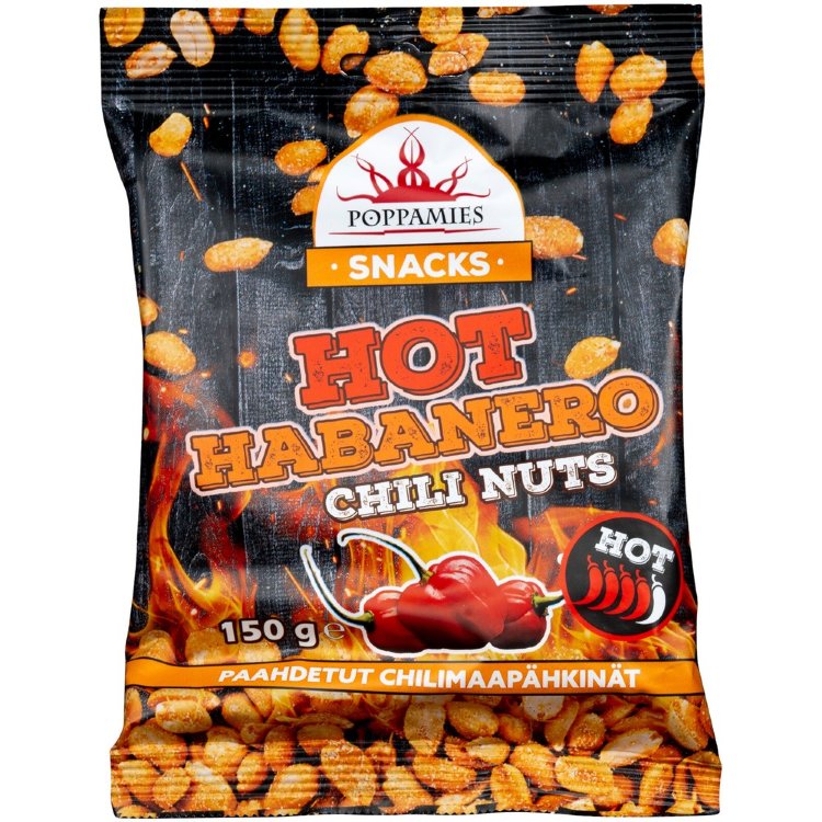 Poppamies Snacks Hot Habanero Chili Nuts Peanuts 150g