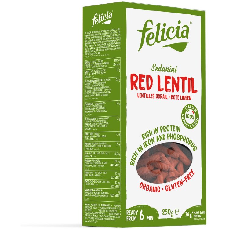 Felicia Organic 250g Organic Pasta from Red Lentils, Gluten-Free