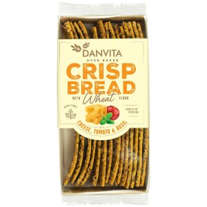 Danvita salty crackers with cheese, tomato and basil