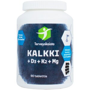 Terveyskaista Calcium+D3+K2+MG 90 tablets.