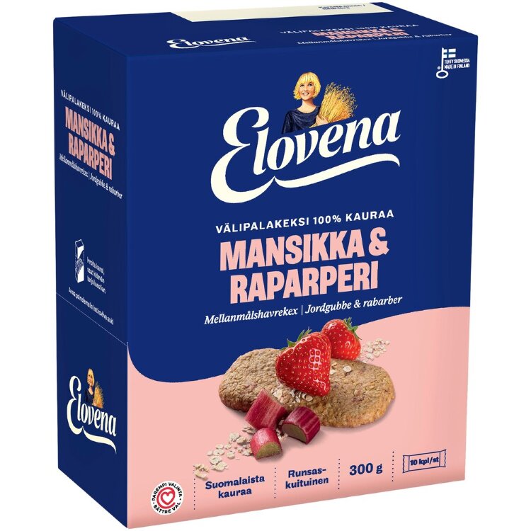 Elovena 10x30g Strawberry-Rhubarb Wholegrain Snack Biscuit 100% Oats