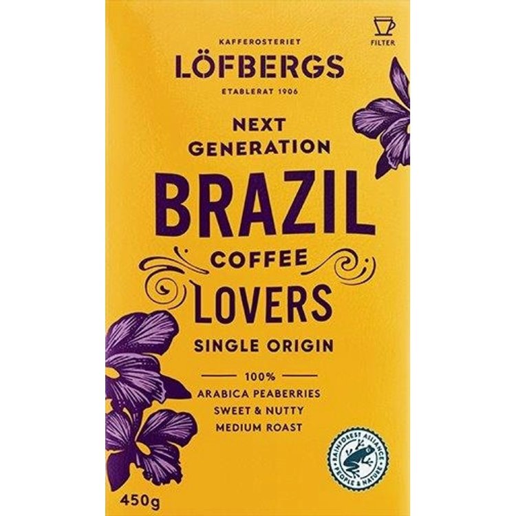 Löfbergs Next Generation Coffee Lovers Brazil Single Origin Filter Coffee 450 g Rainforest Alliance