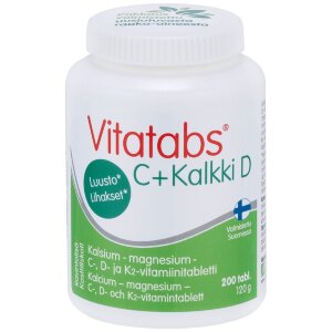 Vitatabs C + Calcium D Calcium-Magnesium-C-, D- and K2 Vitamin Tablet 200 Tabs