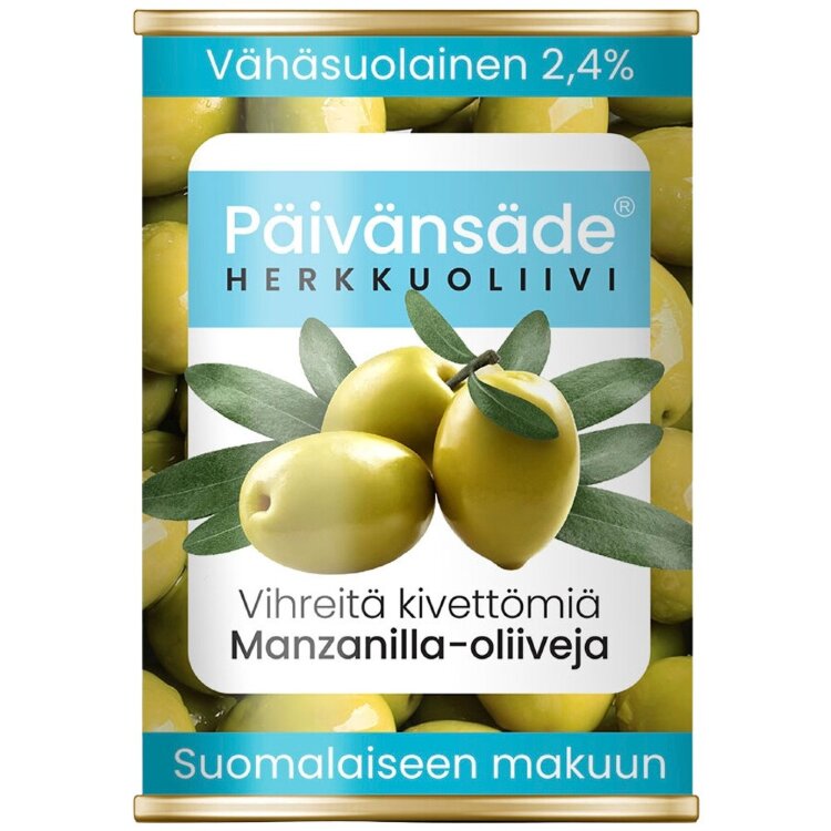 Paivansade Herkkuoliivi Green Pitted Low-Salt 300g/130g